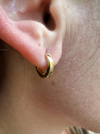 HarlemBling Real 14k Gold Vermeil 925 Silver Hoops Mens Ladies Small Huggie Earrings 12mm