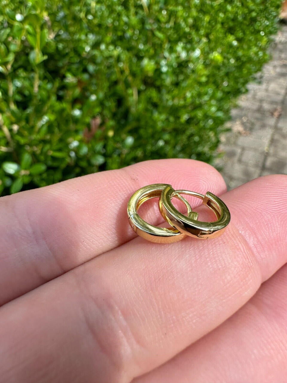 HarlemBling Real 14k Gold Vermeil 925 Silver Hoops Mens Ladies Small Huggie Earrings 12mm