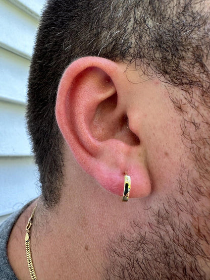 HarlemBling Real 14k Gold Vermeil 925 Silver Hoops Mens Ladies Small Huggie Earrings 12mm