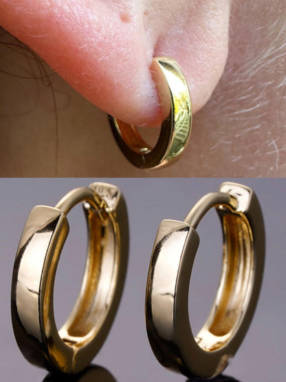 HarlemBling Real 14k Gold Vermeil 925 Silver Hoops Mens Ladies Small Huggie Earrings 12mm