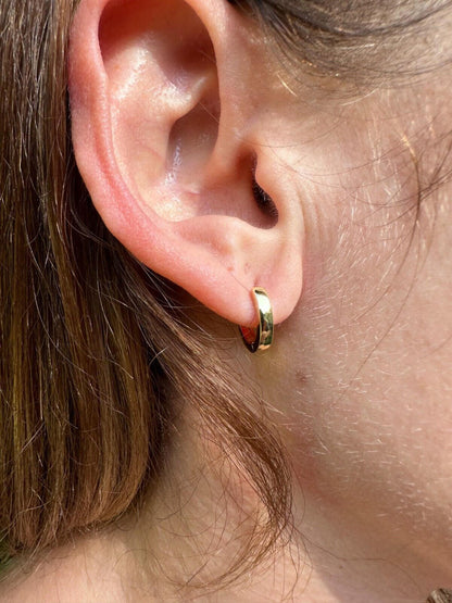 HarlemBling Real 14k Gold Vermeil 925 Silver Hoops Mens Ladies Small Huggie Earrings 12mm