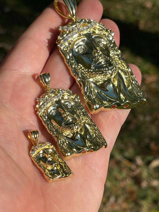 HarlemBling Real 14k Gold Vermeil Jesus Piece Pendant Baguette MOISSANITE Pass Diamond Test