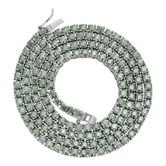 HarlemBling REAL 3mm Blue Green MOISSANITE Tennis Chain Necklace - Pass Diamond Test 14-24"
