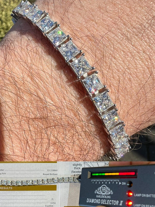 HarlemBling REAL 5mm MOISSANITE Princess Cut Square Tennis Bracelet Passes Diamond Tester