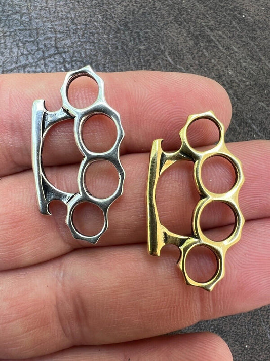 HarlemBling Real 925 Silver / 14k Gold Plated Brass Knuckle Oxidized Pendant Necklace Charm