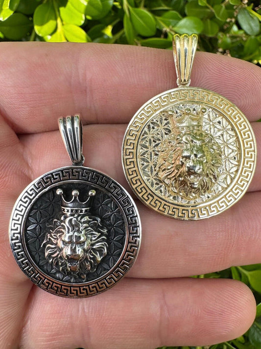 HarlemBling Real 925 Silver / 14k Gold Plated Lion King Of Jungle Medallion Pendant Necklace