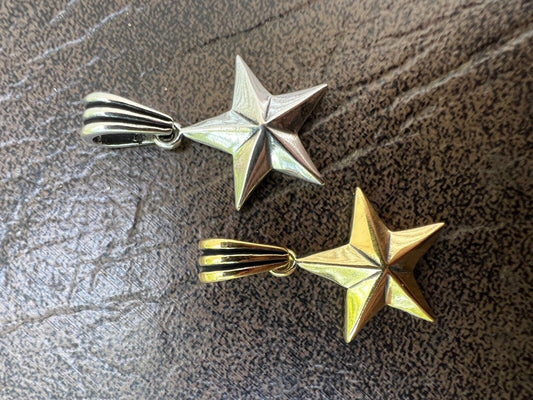 HarlemBling Real 925 Silver / 14k Gold Plated Star Superstar Oxidized Pendant Necklace Charm