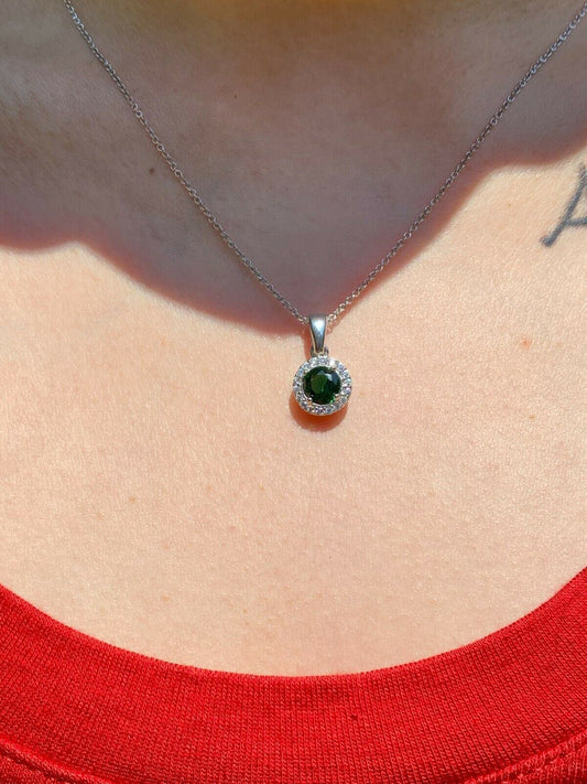 HarlemBling Real 925 Silver Green Emerald Diamond Ring Pendant Necklace Earrings Jewelry Set