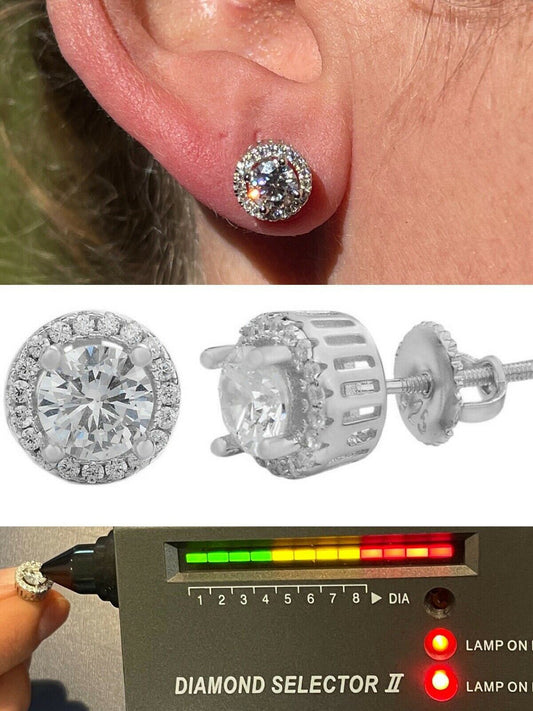 HarlemBling Real 925 Silver Iced Hip Hop Earrings Studs 1.2ct Moissanite - Pass Diamond Test