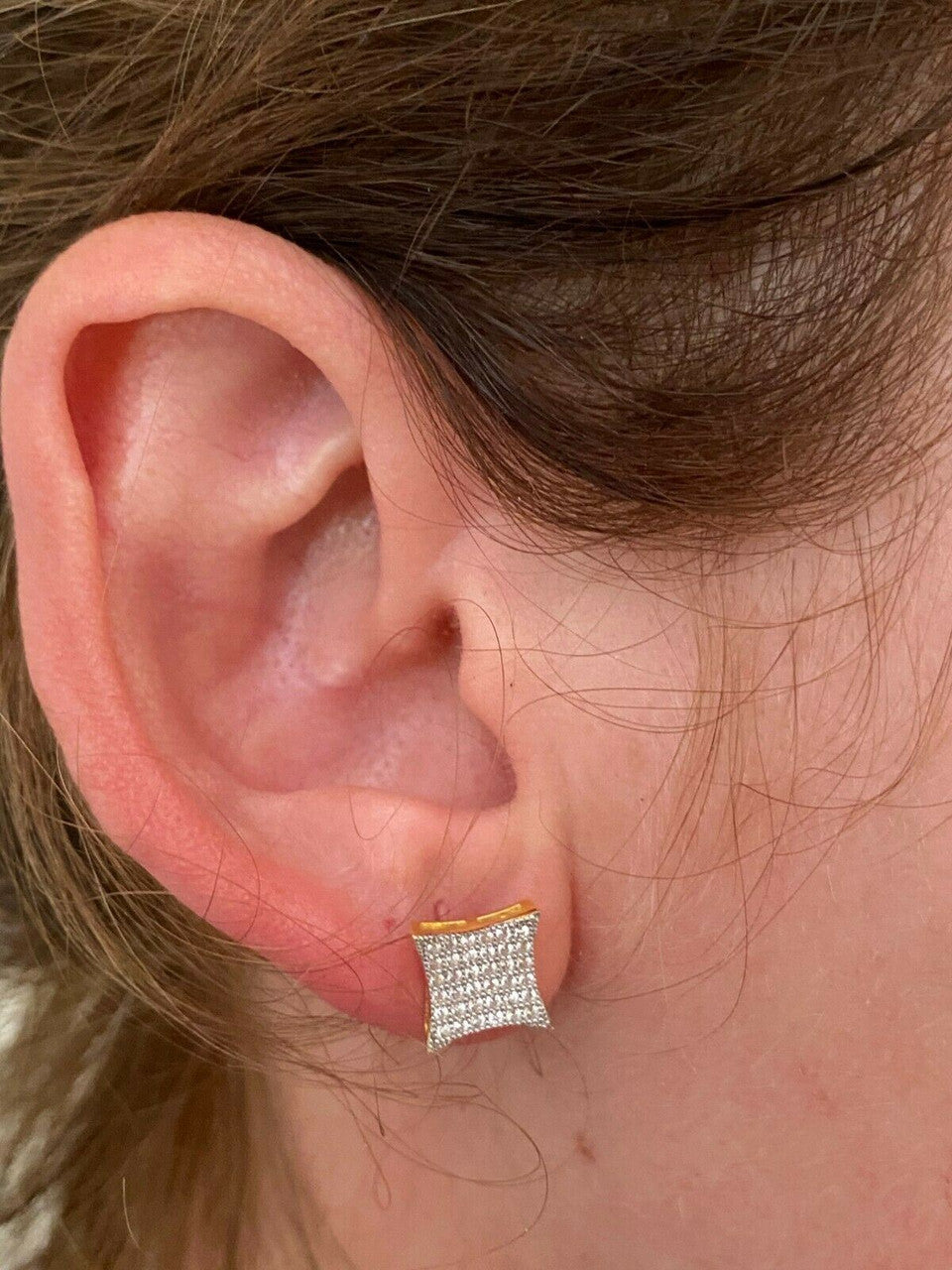 HarlemBling Real 925 Silver Iced Hip Hop Square Kite Earrings MOISSANITE Pass Diamond Tester