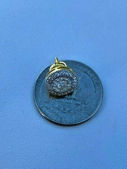 HarlemBling Real 925 Silver Iced Moissanite Hip Hop Mens Earrings Big Studs 14k Gold Finish