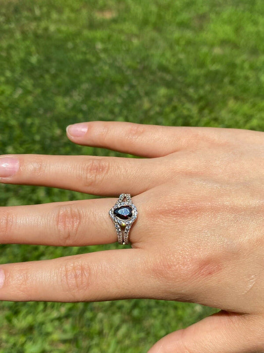 HarlemBling Real 925 Silver Ruby Stone and Diamond Ring Pendant Necklace Earrings Jewelry Set