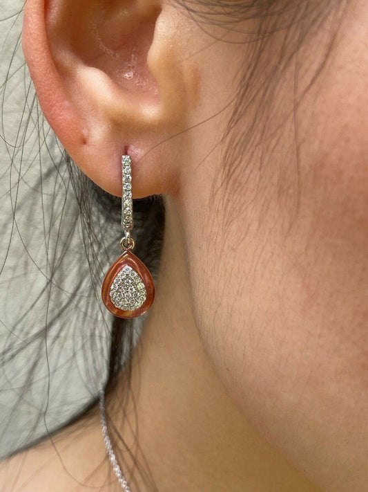 HarlemBling Real 925 Silver Teardrop Diamond Pink Pearl Ring Necklace and Earrings Girls Set