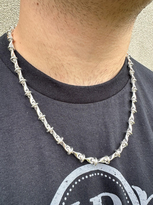 HarlemBling Real 925 Sterling Silver Custom 8mm Barbed Wire Link Chain Necklace Or Bracelet