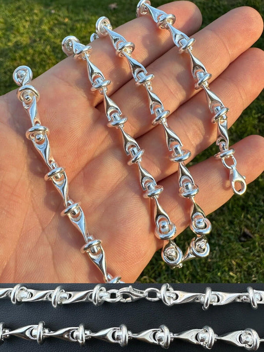 HarlemBling Real 925 Sterling Silver Custom 8mm Barbed Wire Link Chain Necklace Or Bracelet