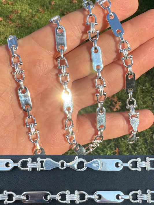 HarlemBling Real 925 Sterling Silver Custom Ferragamo Link Chain Necklace 7.5mm 18-30" ITALY