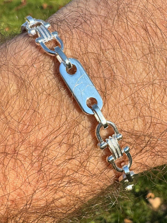 HarlemBling Real 925 Sterling Silver Custom Ferragamo Mariner Link Bracelet 7.5mm 7-9" ITALY