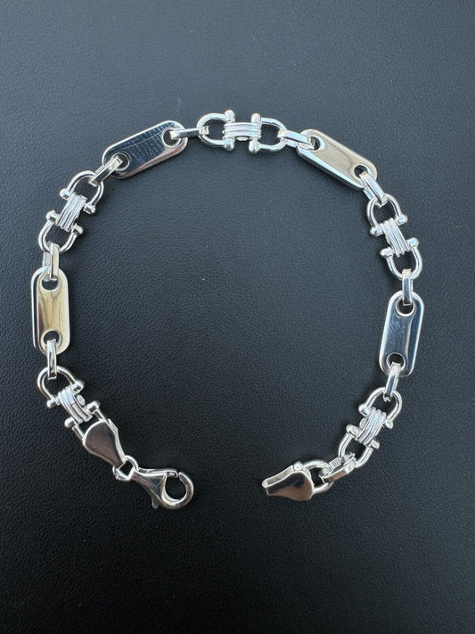 HarlemBling Real 925 Sterling Silver Custom Ferragamo Mariner Link Bracelet 7.5mm 7-9" ITALY