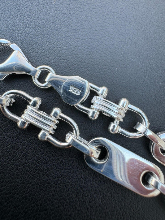 HarlemBling Real 925 Sterling Silver Custom Ferragamo Mariner Link Bracelet 7.5mm 7-9" ITALY