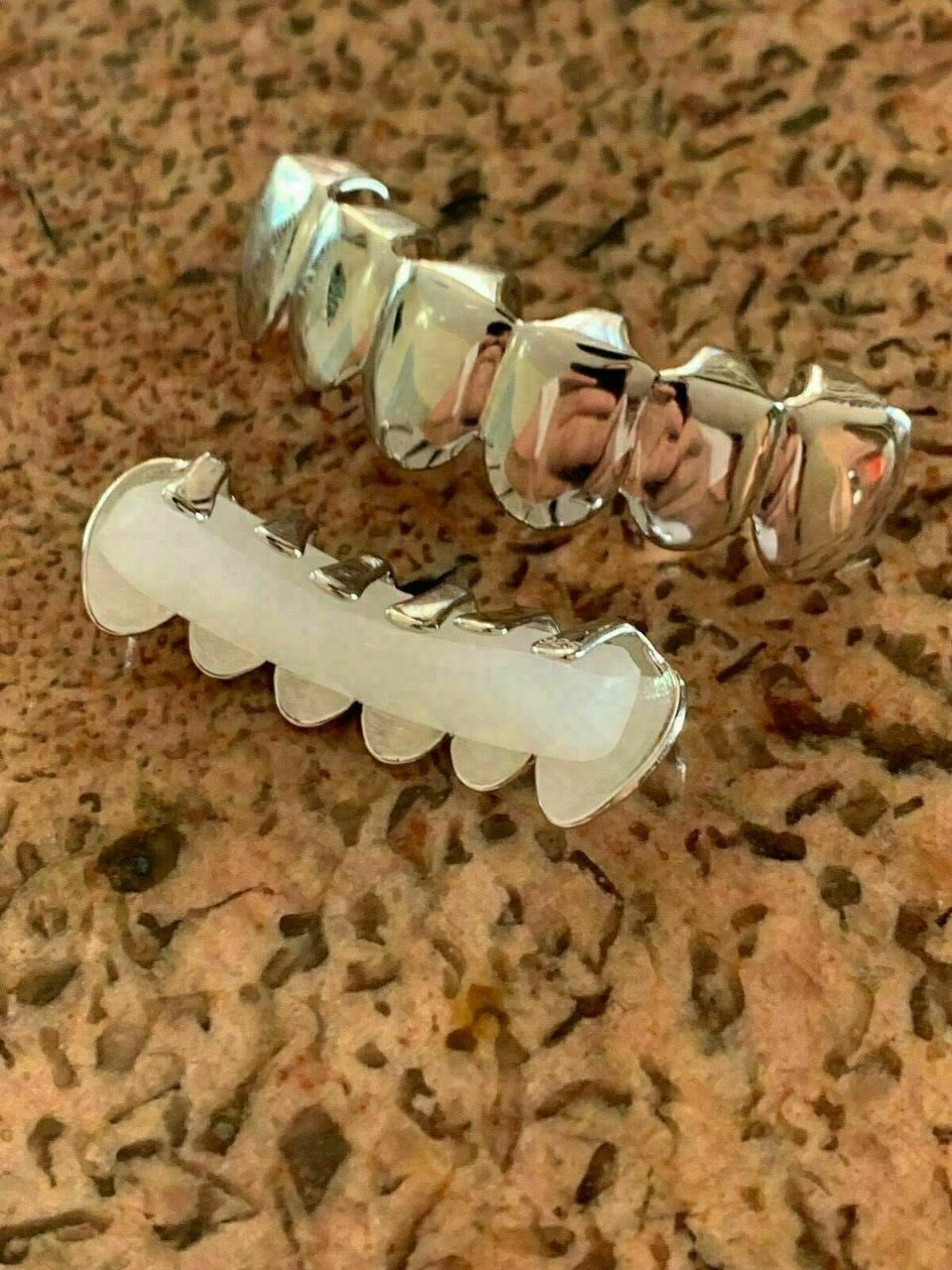 HarlemBling Real 925 Sterling Silver - GRILLZ Top Bottom Hip Hop Grills 6 8 Or Single Teeth