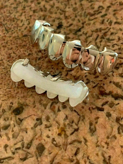 HarlemBling Real 925 Sterling Silver - GRILLZ Top Bottom Hip Hop Grills 6 8 Or Single Teeth