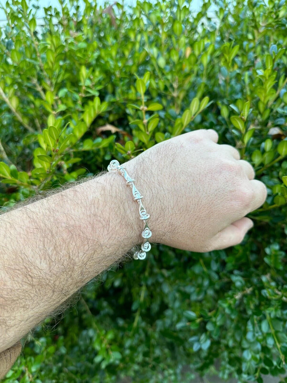 HarlemBling Real 925 Sterling Silver Mens Custom 8mm Barbed Wire Link Bracelet ITALY 7-9"