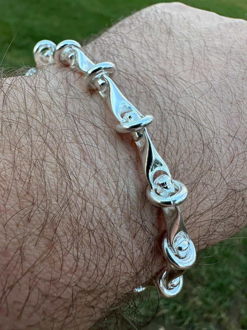 HarlemBling Real 925 Sterling Silver Mens Custom 8mm Barbed Wire Link Bracelet ITALY 7-9"