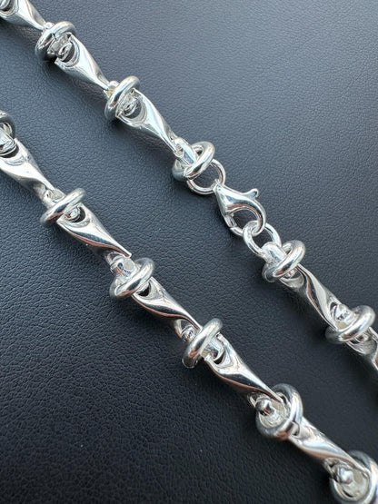 HarlemBling Real 925 Sterling Silver Mens Custom 8mm Barbed Wire Link Bracelet ITALY 7-9"