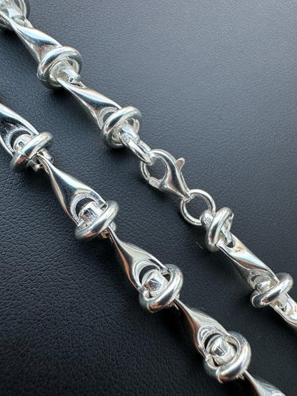 HarlemBling Real 925 Sterling Silver Mens Custom 8mm Barbed Wire Link Bracelet ITALY 7-9"