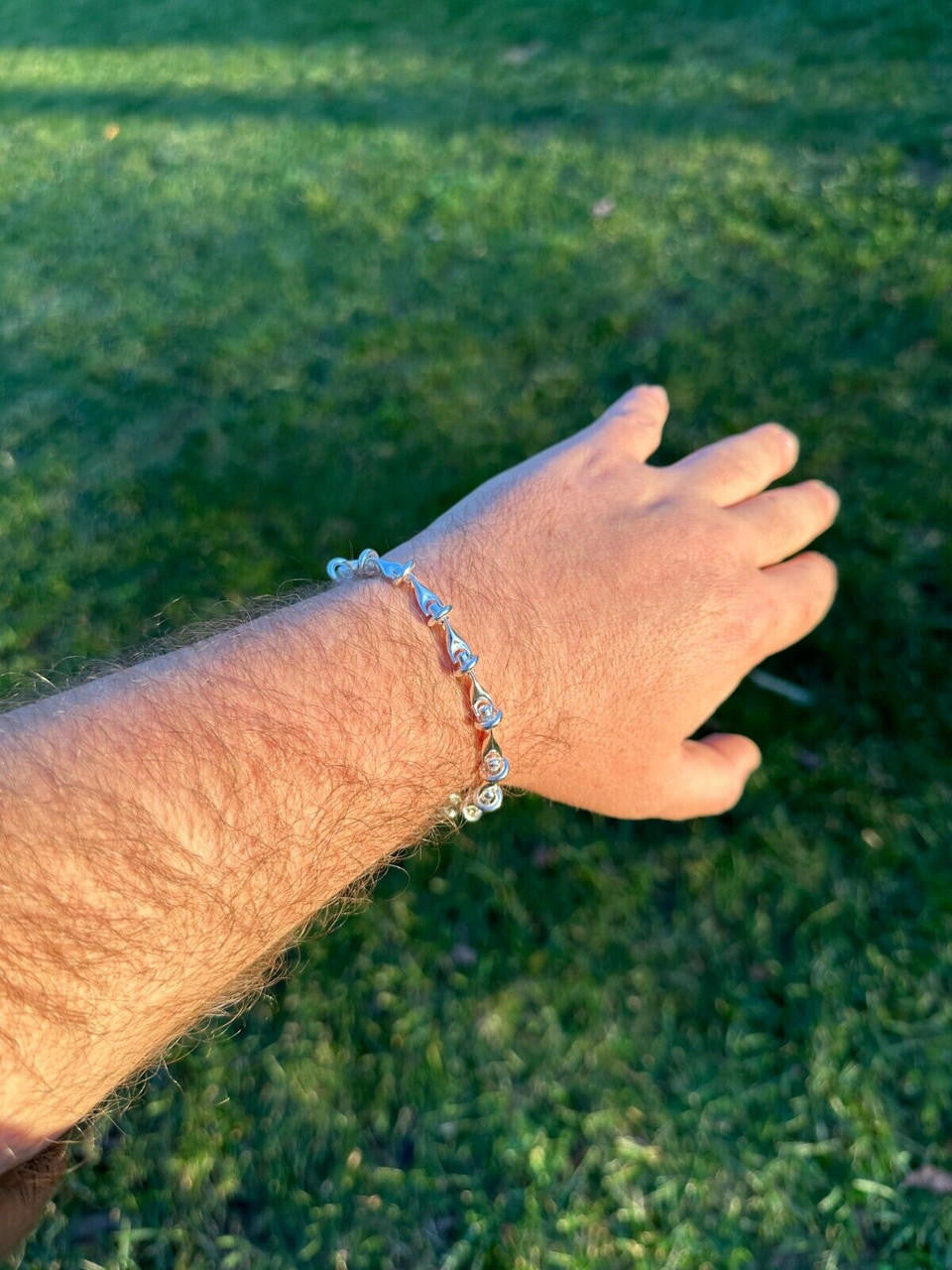 HarlemBling Real 925 Sterling Silver Mens Custom 8mm Barbed Wire Link Bracelet ITALY 7-9"