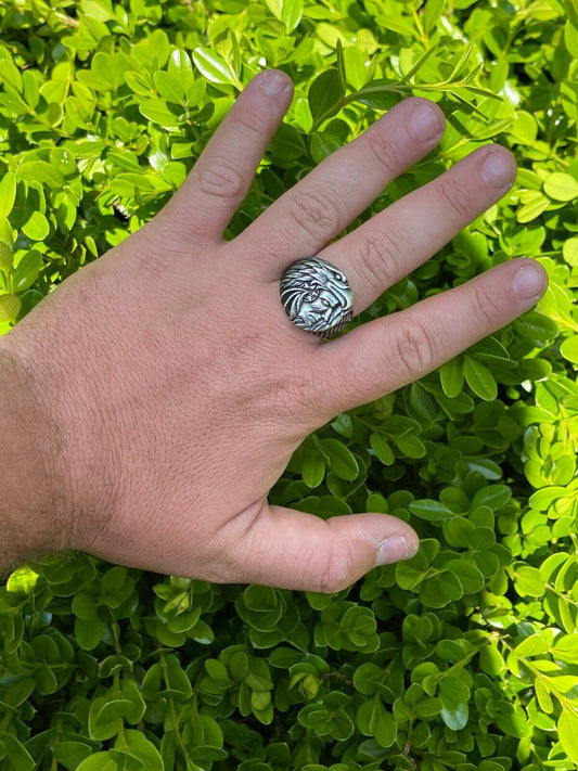 HarlemBling Real 925 Sterling Silver Mens Indian Chief In Eagle Headdress Native American