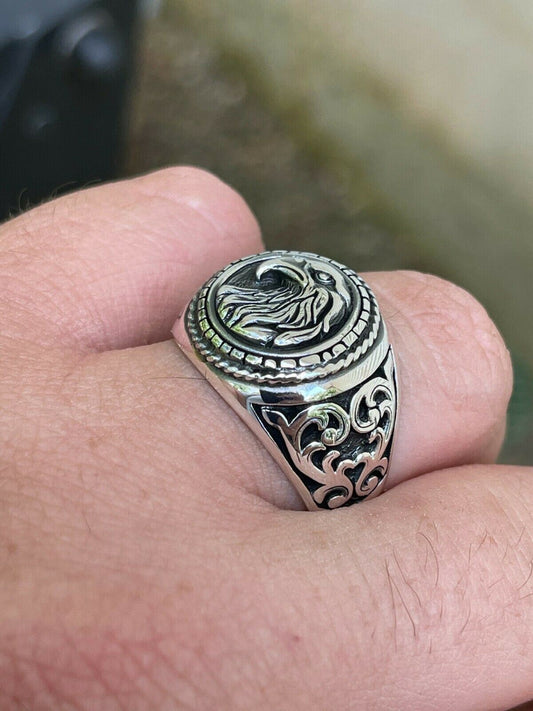 HarlemBling Real 925 Sterling Silver Mens Plain American Bald Eagle Ring Size 7 8 9 10 11 12