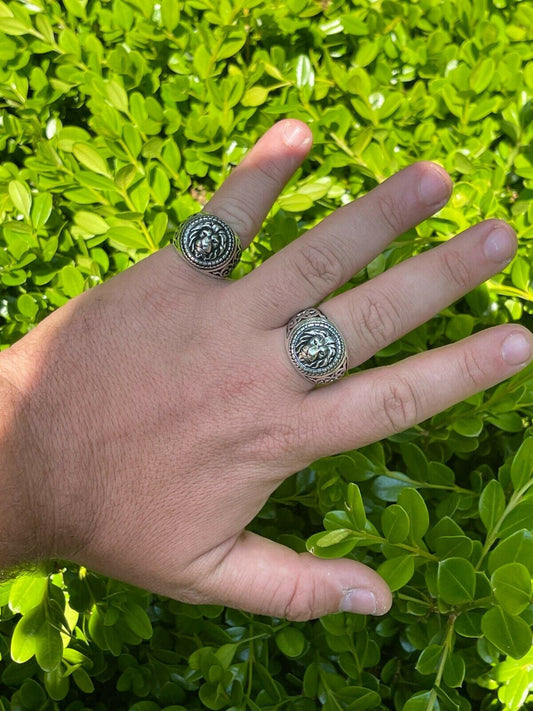 HarlemBling Real 925 Sterling Silver Mens Plain Lion Ring Leo Head Size 7 8 9 10 11 12 13
