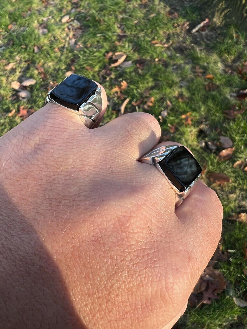 HarlemBling Real 925 Sterling Silver Natural Black Onyx Gemstone W. Miami Cuban Design Ring