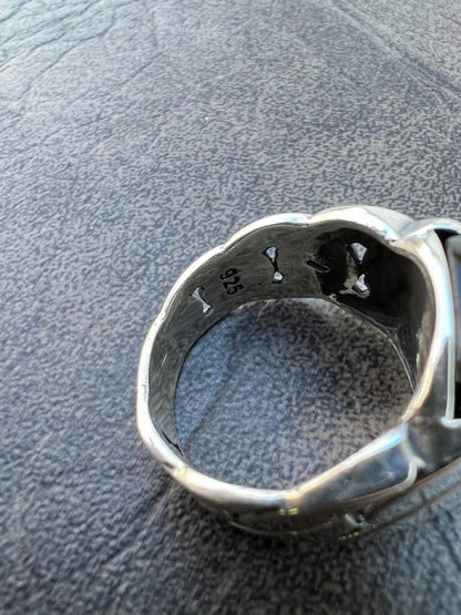 HarlemBling Real 925 Sterling Silver Natural Black Onyx Gemstone W. Miami Cuban Design Ring