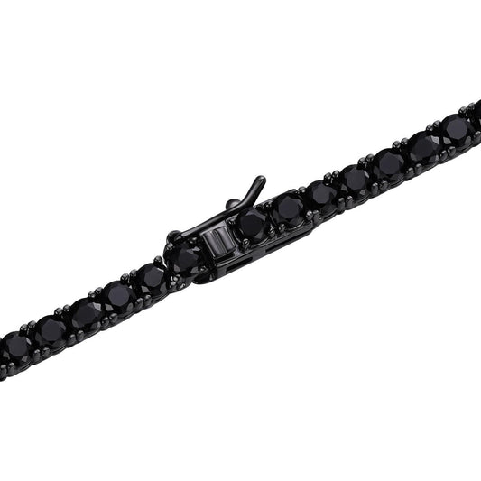 HarlemBling Real Black MOISSANITE Tennis Bracelet 925 Sterling Silver Pass Diamond Test 3mm