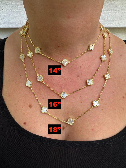 HarlemBling Real Clover Mother Of Pearl 14-24" Necklace Or Bracelet 925 Silver