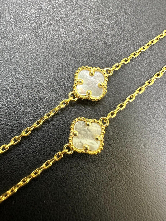 HarlemBling Real Clover Mother Of Pearl 14-24" Necklace Or Bracelet 925 Silver