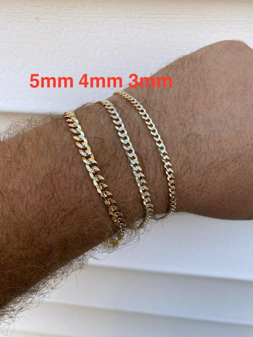 HarlemBling Real Cuban Link Chain Bracelet 14k Gold and Solid 925 Silver Two Tone Diamond Cut