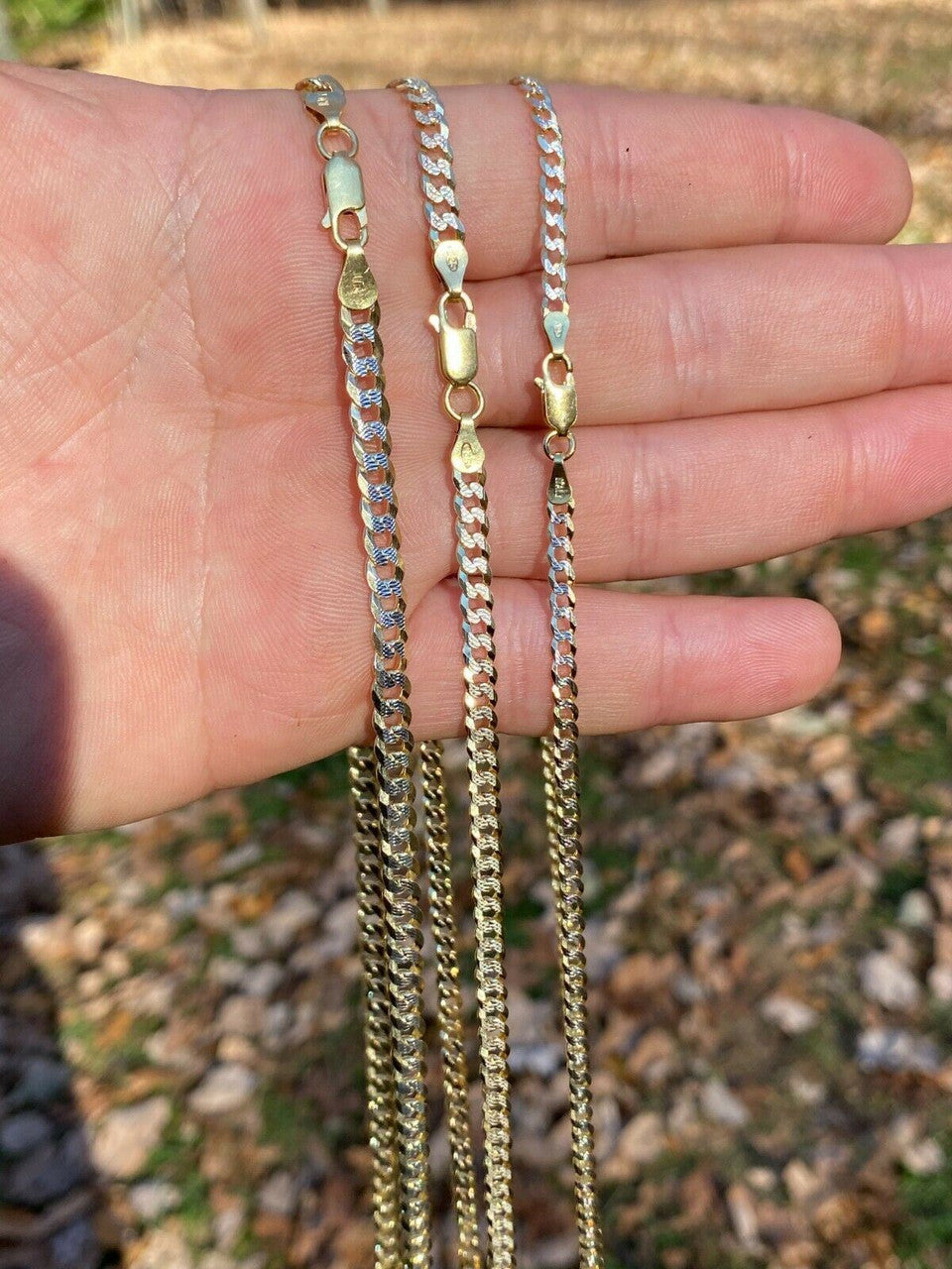 HarlemBling Real Cuban Link Chain Bracelet 14k Gold and Solid 925 Silver Two Tone Diamond Cut