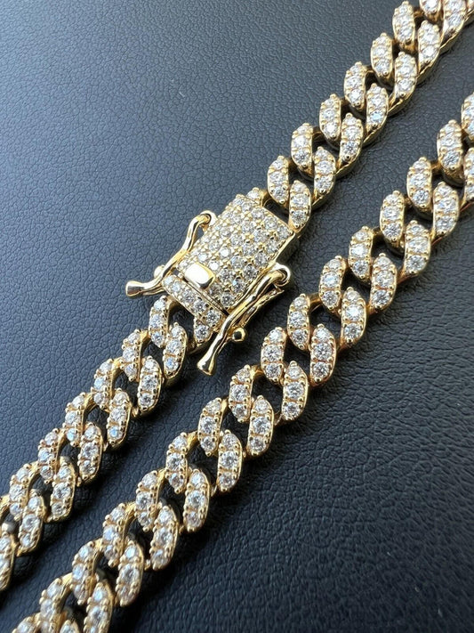 HarlemBling Real Diamond Solid 14k Yellow Gold Iced 6mm Miami Cuban Link Chain Necklace 6-8ct