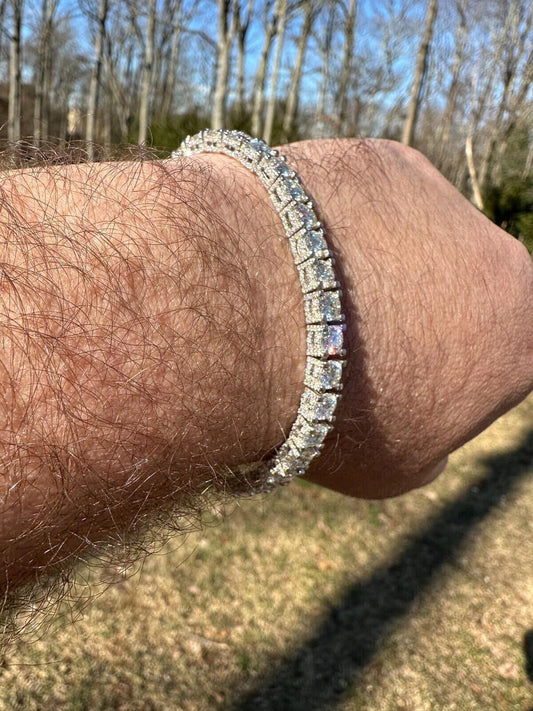HarlemBling REAL Hip Hop Iced 5mm MOISSANITE Tennis Bracelet 925 Silver - Stones On All Side