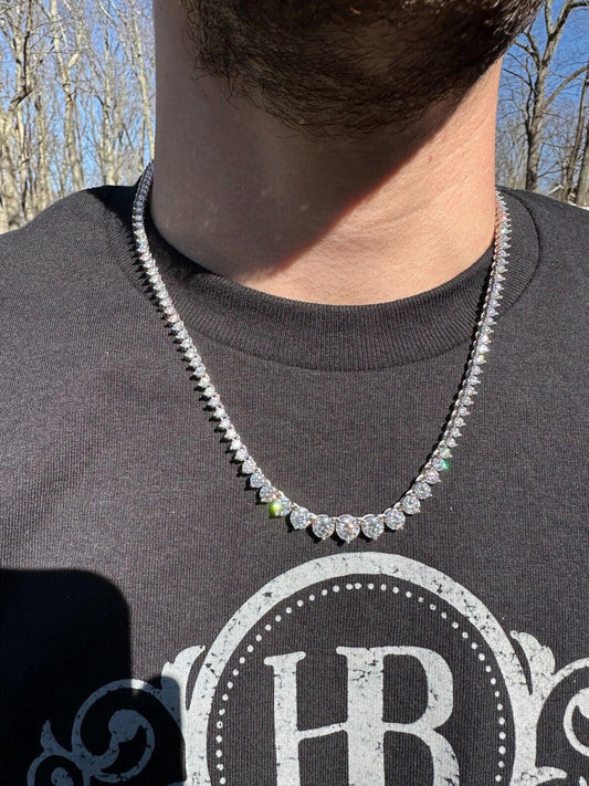 HarlemBling Real Iced MOISSANITE Riviera 3-7mm Graduated Tennis Chain Necklace - VVS D Color