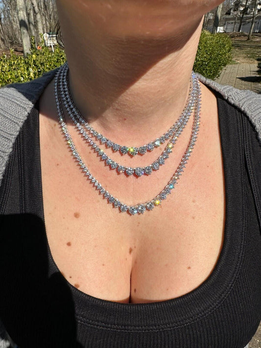 HarlemBling Real Iced MOISSANITE Riviera 3-7mm Graduated Tennis Chain Necklace - VVS D Color