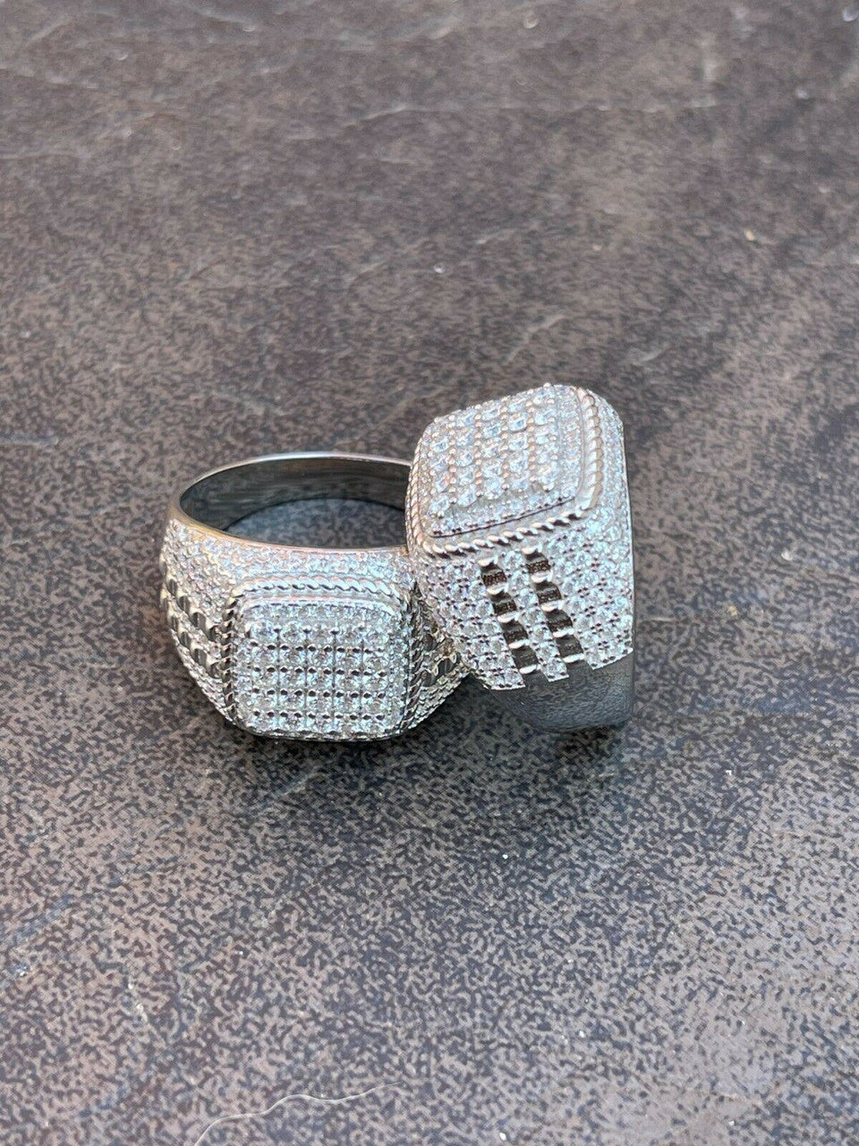 HarlemBling Real Mens Hip Hop Iced 2ct MOISSANITE Ring 925 Silver - Pass Diamond Test W GRA