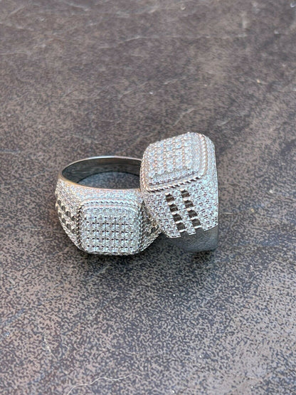 HarlemBling Real Mens Hip Hop Iced 2ct MOISSANITE Ring 925 Silver - Pass Diamond Test W GRA