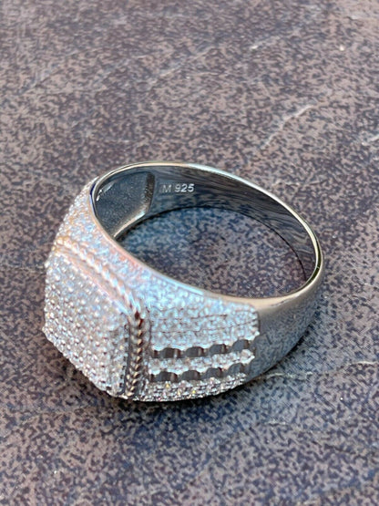 HarlemBling Real Mens Hip Hop Iced 2ct MOISSANITE Ring 925 Silver - Pass Diamond Test W GRA