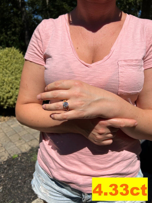 HarlemBling Real Moissanite Engagement Promise Ring 14k Gold Plated 925 Silver Diamond Test