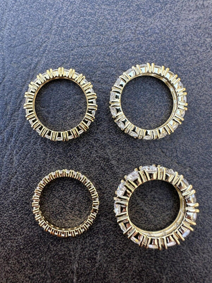 HarlemBling Real Moissanite Eternity Band Wedding Ring Diamond Test 14k Gold Over 925 Silver