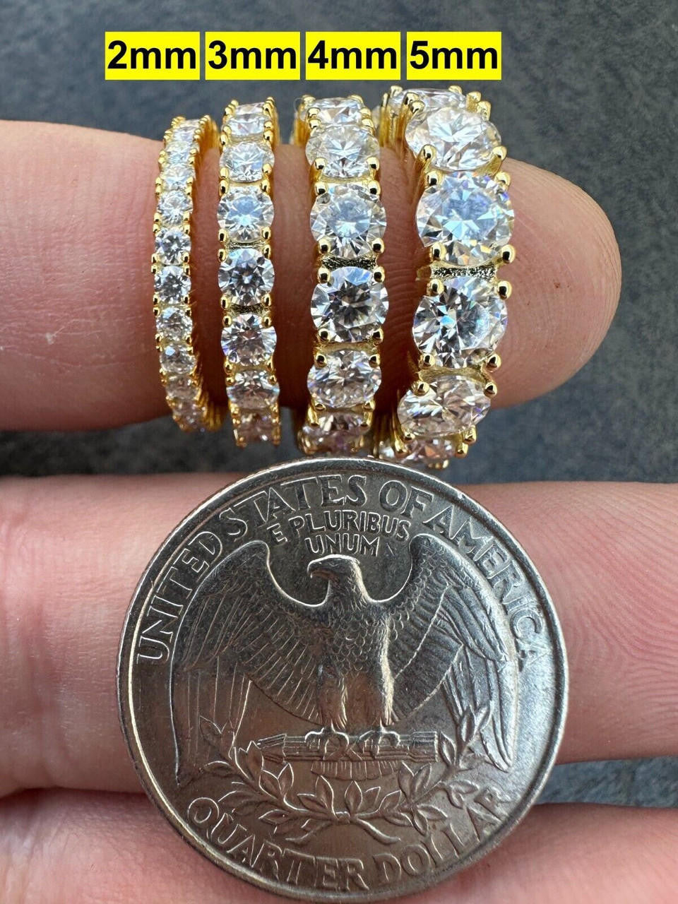 HarlemBling Real Moissanite Eternity Band Wedding Ring Diamond Test 14k Gold Over 925 Silver